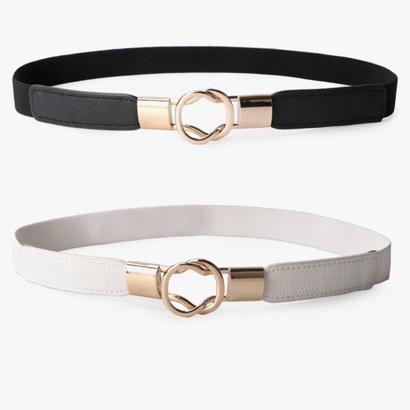 Women Retro Elastic Stretchy Metal Buckle Skinny Belt - Picture 1 of 4